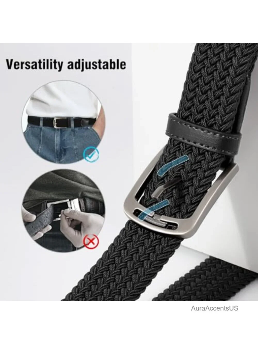Elastic Braided Woven Stretch Belt for Men Women Casual Golf Belt